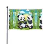 Deux pandas heureux imprimés double face (91,4 x 152,4 cm), grand drapeau de jardin, décoration extérieure festive