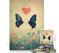 Deux Papillons et Un cœur Puzzle pour Adultes 1000 pièces Développe l'esprit d'analyse Loisirs et détente Idée Cadeau de Saison (50x75cm)