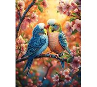 Deux perroquets dans un arbre en fleurs 500 Pièces Puzzle Créatif En Carton Épais Sans Déformation Rêve magique de science-fiction Difficulté Moyenne Activité Manuelle Loisir Créatif Cadeau Anniversai