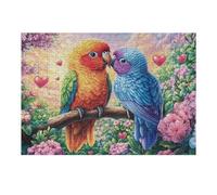 Deux perroquets se câlinant sur Une Branche en Fleurs Puzzles 300 Pièces pour Adultes Educa Qualité Supérieure Challenge Difficile Détente Créative Décoration Salon 300 PCS