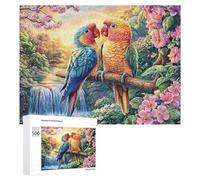 Deux perroquets sur la Branche de la Fleur de Cerisier Puzzle 500 Pièces pour Couples Défi Puzzle Pensée Logique Cadeau pour Célébration 500 PCS