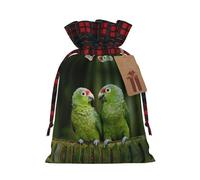 Deux perroquets sur un palmier vert imprimé sacs à bonbons de Noël, sacs à cordon de serrage, sacs à cordon de serrage