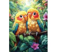 Deux perroquets sur une branche fleurie 500 Pièces Puzzle Expert Confirmé En Carton Sans Déformation Rêve magique de science-fiction Très Difficile Décoration Murale Collection Cadeau Fête Des Pères P