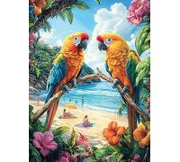 Deux perroquets sur une plage tropicale 500 Pièces Puzzle Adulte En Carton Rigide Haute Densité Rêve magique de science-fiction Difficile Moyenne Anti-Stress Jeu De Société Idée Cadeau Anniversaire Pr