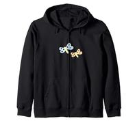 Deux Petits Papillons Bleus et Oranges à Pois printaniers Sweat à Capuche