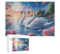 Deux Petits Tigres Blancs avec des Fleurs Puzzle 300 Pièces pour Adolescents 14+ Exercice Logique Développement Cadeau pour Éducation 300 PCS