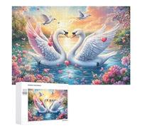 Deux Petits Tigres Blancs sur Le Mur de Brique avec des Fleurs Puzzle 1000 Pièces pour Adultes Jeu De Détente Endurance Mentale Cadeau pour Longues Soirées 1000 PCS