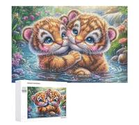 Deux Petits Tigres dans la forêt ensoleillée Puzzle 1000 Pièces pour Couples Jeu Coopératif Communication Et Logique Cadeau pour Couple 1000 PCS