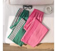 Deux pièces de pantalons pattes d'éléphant pour jeunes : style rayé vert et pantalon long rose décontracté ample, convenant aux adolescents. Avec un design de taille élastique confortable, c'est un en