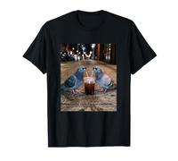 Deux Pigeons Buvant du café glacé dans Une Voiture Funny Bir T-Shirt