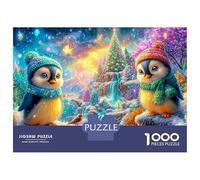 Deux Pingouins dans Un Pays des Merveilles d'hiver Puzzle De 1000 Pièces Penguin Mignon Parfait pour Le Lien Familial, Adultes Et Enfants 70x50cm/1000pcs