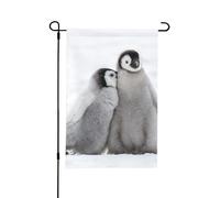 Deux pingouins, drapeau de jardin d'été double face de 12 x 18 pouces pour l'extérieur