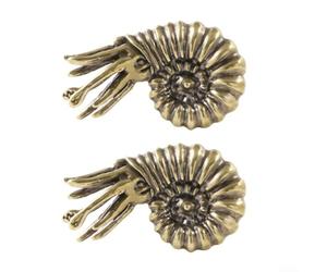 Deux poignées de tiroir en laiton ammonite avec un design élégant et artistique, pour améliorer l'apparence des tiroirs et armoires dans n'importe quelle pièce (B)