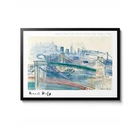 Deux ponts sur l'East River, New York par Raoul Dufy, impression de paysage de style fauviste, poster d'art aquarelle, décoration de pont de bateau de New York, mat d'archivage, 50 x 70 cm (encadré