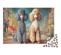 Deux Poodles Assis Ensemble Puzzles 1000pcs Jigsaw Puzzle for Teenagers Jeu Stimulant Décoration De Salon 52x38cm/1000pcs