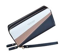 Deux Portefeuilles Femme Bleu Femme Long Embrayage Grande Capacité Portefeuille Double Couche Épissage Contrasté Changement de Couleur Sac pour Téléphone Portable Femmes Portefeuilles Noir, Noir ,