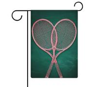 Deux raquettes de tennis drapeau de jardin saisonnier vacances toile de jute double face maison cour drapeaux extérieur 30,5 x 45,7 cm