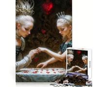 Deux Reines et Cœurs, Puzzles inspirés d'Alice au Pays des Merveilles pour Adultes, 1000 pièces, Esprit analytique, Loisirs, évasion, Assemblage serré, Cadeau de Saison (38x52cm)