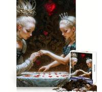 Deux Reines et des cœurs, Puzzles pour Adolescents inspirés d'Alice au Pays des Merveilles, 1000 pièces, Sharp Recall, Serene Activity, Uniform Cut, Joyeux Noël (50x75cm)