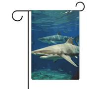 Deux requins blancs drapeaux de jardin 30,5 x 45,7 cm double face drapeau extérieur drapeau d'été drapeau floral bienvenue drapeaux de jardin saisonniers décorations de vacances