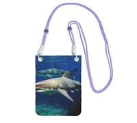 Deux requins blancs - Sac à bandoulière pour téléphone portable - Imperméable - Mini sac à main pour téléphone portable - Avec sangle réglable - Pochette de voyage pour téléphone portable