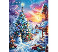 Deux sapins de Noël dans la forêt enneigée 1000 Pieces Casse-tête Adulte En Carton Sans Déformation Conte de fées animal magique Très Difficile Haute Difficulté Anti-Stress Décoration Murale Cadeau No