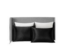 Deux taies d'oreiller en Soie et Satin Taie Noire Taille Standard Super Douce Grande Taille pour la Santé des Cheveux et de la Peau(51cm102cm)