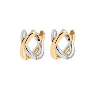 Deux tons entrelacés Huggie Hoop boucles d'oreilles pour les femmes argent or ton cuivre interlocked en couches métal oreille ornement pour quotidien Commute Business Banquet Social Meetup Occasions