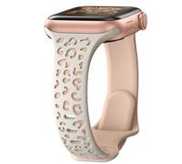 Deux tons Gravure Léopard bracelets Compatibles avec Bracelet Apple Watch 40mm 44mm 41mm 45mm 38mm 42mm pour Femme,Bracelet en Silicone souple Compatible avec iWatch Se Serie 9 8 7 6 5 4 3 2 1