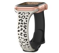 Deux tons Gravure Léopard bracelets Compatibles avec Bracelet Apple Watch 40mm 44mm 41mm 45mm 38mm 42mm pour Femme,Bracelet en Silicone souple Compatible avec iWatch Se Serie 9 8 7 6 5 4 3 2 1