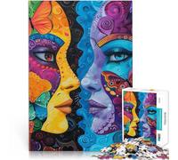 Deux Visages colorés, rêves de Papillons Puzzles pour Adultes de 1000 pièces Loisirs en Famille Une œuvre d'art 38x26cm
