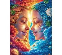 Deux visages dans un tourbillon au coucher du soleil 1000 Pièces Puzzle Famille En Carton Rigide Sans Déformation Rêve magique de science-fiction Difficulté Moyenne Activité Familiale Événement Festif