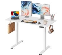 DEVAISE Bureau électrique réglable en Hauteur 120x60 cm, Bureau Assis-Debout avec Moteur Silencieux, Hauteur Réglable de 72 à 120cm, Table Informatique Ergonomique pour Bureau et Télétravail, Blanc