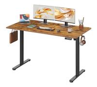 DEVAISE Bureau électrique réglable en Hauteur 140x70cm, Bureau Assis-Debout avec Moteur Silencieux, Hauteur Réglable de 72 à 120cm, Table Informatique Ergonomique pour Bureau et Télétravail,Marron