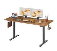 DEVAISE Bureau électrique réglable en Hauteur 160x70cm, Bureau Assis-Debout avec Moteur Silencieux, Hauteur Réglable de 72 à 120cm, Table Informatique Ergonomique pour Bureau et Télétravail,Marron