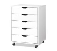 DEVAISE Caisson de Bureau 5 Tiroirs, Meuble Sous Bureau avec Support Imprimante, Rangement pour Formats Lettre/Légal/A4 Blanc