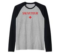[Devant] Humour secouriste Homme Maître-Nageur Sauveteur Manche Raglan