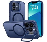 DEVASO Coque Magnétique pour iPhone 12 avec Caméra Béquille, Compatible avec MagSafe, Etui Translucide Mat Minimaliste, Housse de Protection Fine en TPU Anti-Traces de Doigts Antichoc Case,Bleu Foncé