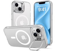 DEVASO Coque Magnétique pour iPhone 13/14 avec Caméra Béquille, Compatible avec MagSafe, Etui Translucide Mat, Housse avec Support Caché Réglable Anti-Traces de Doigts Antichoc Case,Transparent
