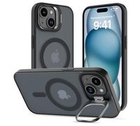 DEVASO Coque Magnétique pour iPhone 14 Plus/15 Plus avec Caméra Béquille, Compatible avec MagSafe, Etui Translucide Mat, Housse de Protection Fine en TPU Anti-Traces de Doigts Antichoc Case, Noir