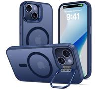 DEVASO Coque Magnétique pour iPhone 15 avec Caméra Béquille, Compatible avec MagSafe, Etui Translucide Mat Minimaliste, Housse de Protection Fine en TPU Anti-Traces de Doigts Antichoc Case,Bleu Foncé