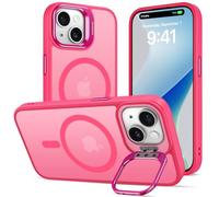 DEVASO Coque Magnétique pour iPhone 15 avec Caméra Béquille, Compatible avec MagSafe, Etui Translucide Mat Minimaliste, Housse de Protection Fine en TPU Anti-Traces de Doigts Antichoc Case,Rose Vif