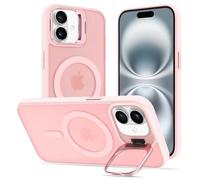 DEVASO Coque Magnétique pour iPhone 16 avec Caméra Béquille, Compatible avec MagSafe, Etui Translucide Mat Minimaliste, Housse de Protection Fine en TPU Anti-Traces de Doigts Antichoc Case, Rose
