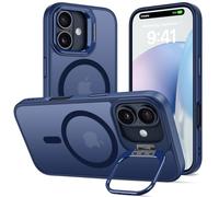 DEVASO Coque Magnétique pour iPhone 16 avec Caméra Béquille, Compatible avec MagSafe, Etui Translucide Mat Minimaliste, Housse de Protection Fine en TPU Anti-Traces de Doigts Antichoc Case,Bleu Foncé