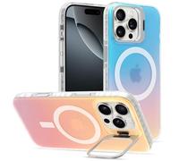 DEVASO Coque Magnétique pour iPhone 16 Pro Max avec Béquille, Compatible avec MagSafe, Support Caméra Réglable Intégré Effet irisé Étui Translucide Mat Arrière Protection Antichoc Housse