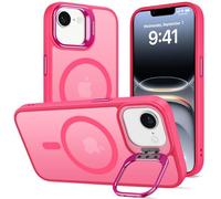 DEVASO Coque Magnétique pour iPhone 16e avec Caméra Béquille, Compatible avec MagSafe, Etui Translucide Mat Minimaliste, Housse de Protection Fine en TPU Anti-Traces de Doigts Antichoc Case,Rose Vif