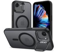 DEVASO Coque Magnétique pour iPhone 16e avec Caméra Béquille, Compatible avec MagSafe, Etui Translucide Mat Minimaliste, Housse de Protection Fine en TPU Anti-Traces de Doigts Antichoc Case, Noir