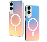 DEVASO Coque Magnétique pour Samsung Galaxy S25 Edge, Compatible avec MagSafe Case, Effet irisé Étui Translucide Mat Arrière Protection Antichoc Militaire Anti-Rayures Housse