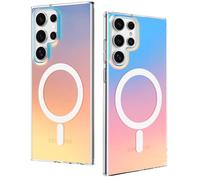 DEVASO Coque Magnétique pour Samsung Galaxy S25 Ultra, Compatible avec MagSafe Case, Effet irisé Étui Translucide Mat Arrière Protection Antichoc Militaire Anti-Rayures Housse