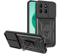 DEVASO Coque pour Honor Magic 6 Lite 5G, étui de Protection pour Appareil Photo Coulissant Case Antichoc Militaire 360° métal Anneau Support Complet Silicone étuis Noir